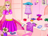 Pregnant Super Barbie Room Cleaning